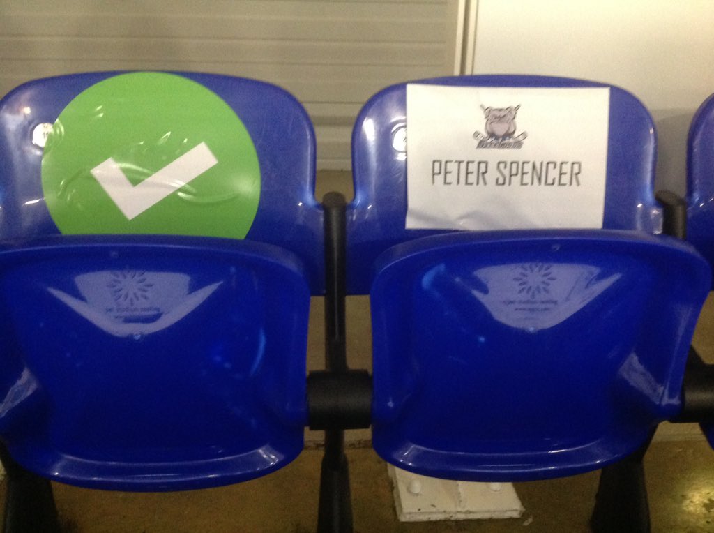 _PeterSpencer's tweet photo. First hockey game since March. Great to be in a rink again - shame there are no fans, but nice to see some familiar media colleagues. Usual twitter updates &amp; (socially distanced) post-match interviews to come. @SteeldogsIHC v @SwinWildcats #StreamingSeries - Face off 5.30pm https://t.co/VBq37GKQbb