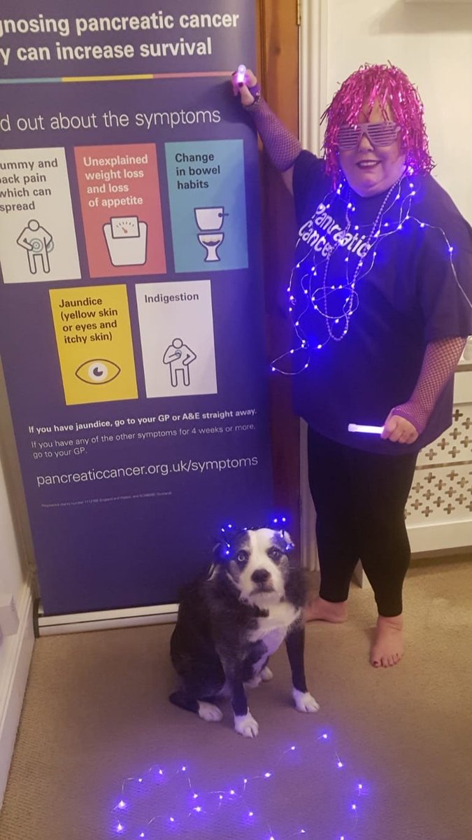 PancreaticCanUK's tweet photo. If we have to stay in, let's stay #InPurple for #PancreaticCancerAwarenessMonth - dress up like Lynn or just find as much as you can at home #InPurple and share a photo! ๐ https://t.co/y4sxoQ5FPW
