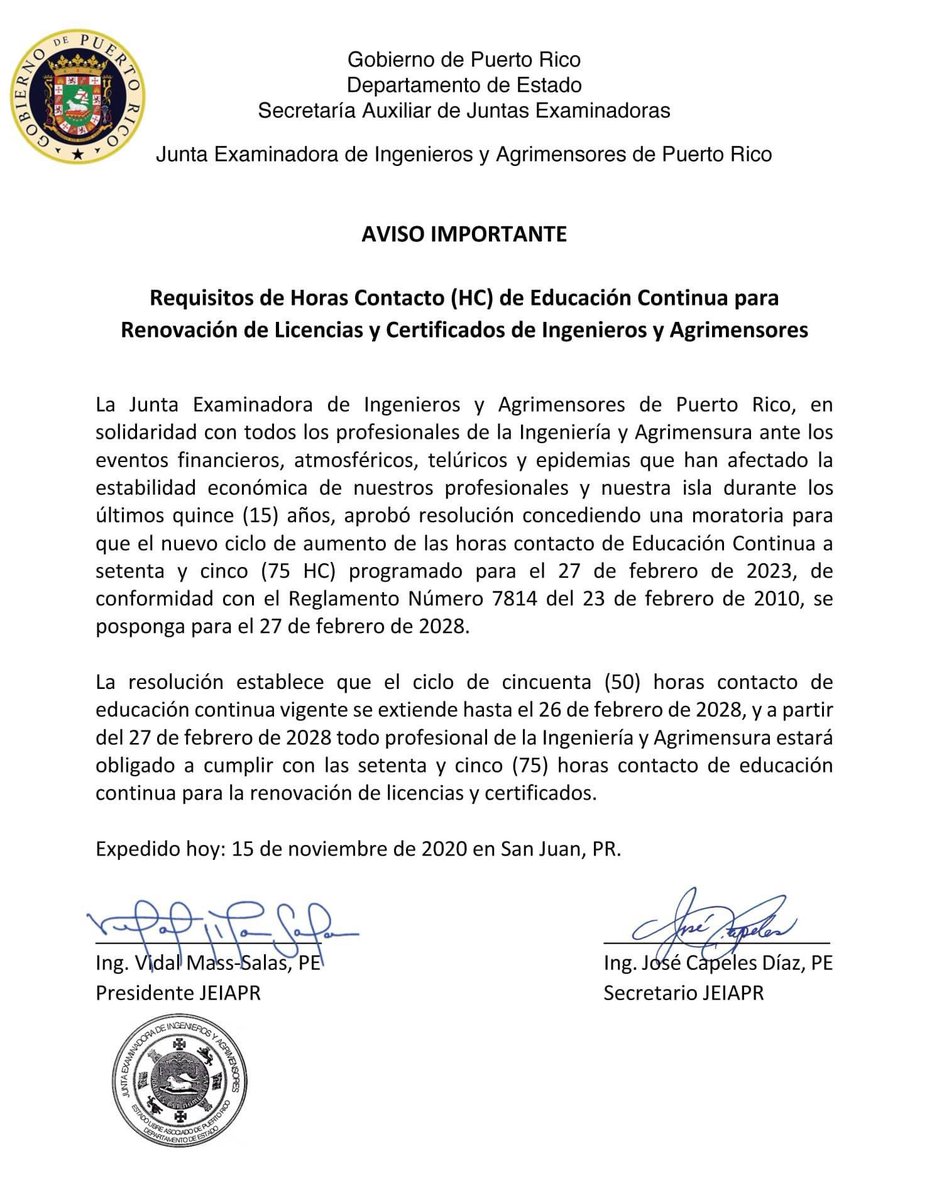 ACiapr's tweet photo. Moratoria de la Junta Examinadora de #Ingenieros y #Agrimensores https://t.co/ICErQxZXqw