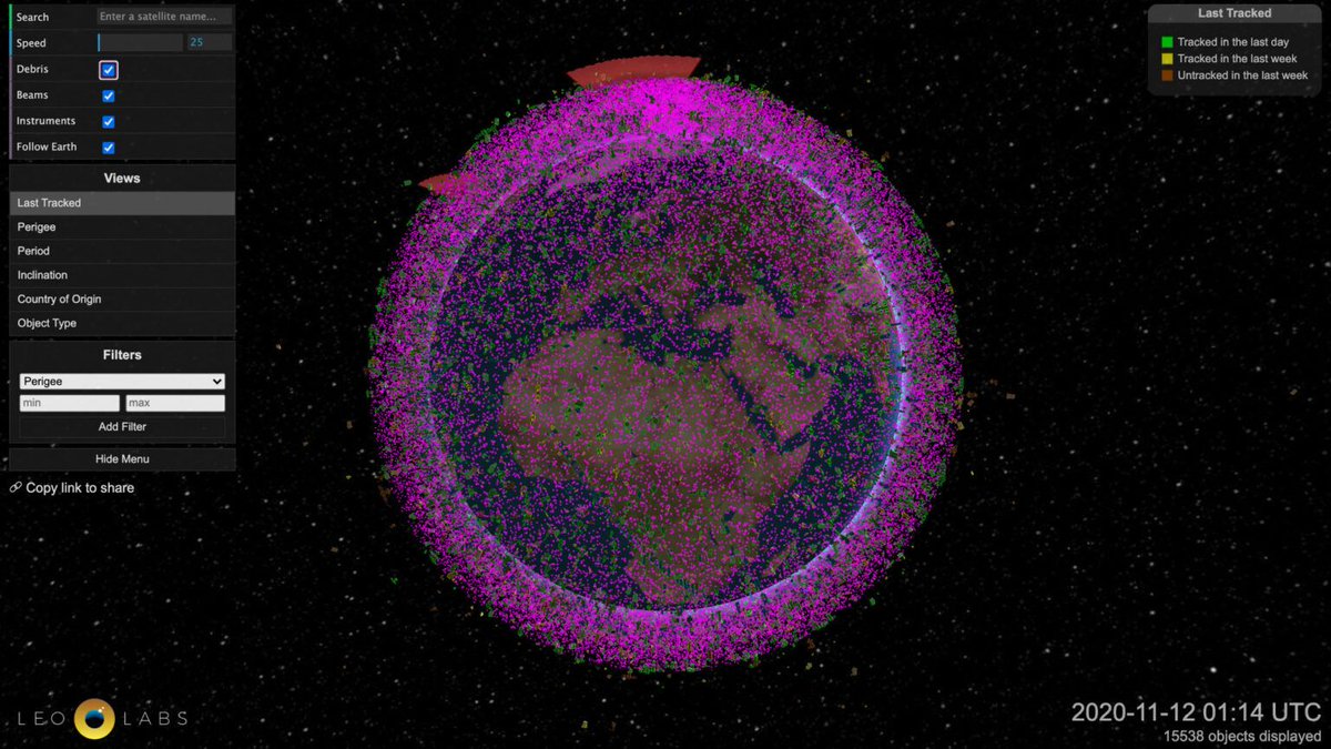policymakr's tweet photo. The impressive platform developed by LeoLabs_Space shows the astounding extent reached by spatial pollution. 🌍

https://t.co/SinjmZlDXR https://t.co/1MUKNw46Gi