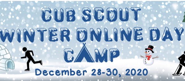 Join us for Cub Scout Online Winter Day Camp on December 28-30, 2020.  Cub Scouts will meet online twice a day and work on projects in between sessions. The projects will be mailed to each Cub Scout directly. threeharborsscouting.org/program/cub-sc…