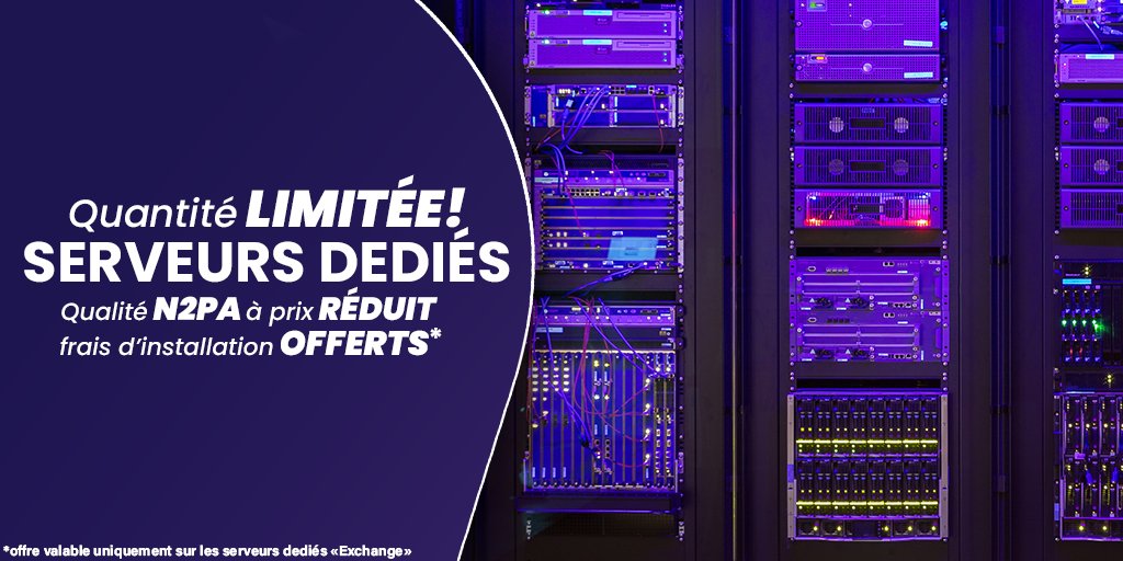 N2PA_Officiel's tweet photo. Profitez de remises exceptionnelles sur toutes nos gammes serveurs dédiés, grâce à nos offres « Exchange » .

Jusqu’à 50% de remise avec frais d’installation offerts.

Ces offres sont en quantité ultra limitée.

Alors n’attendez plus : https://t.co/8USfc36qlK https://t.co/7Mmk1IQAaQ
