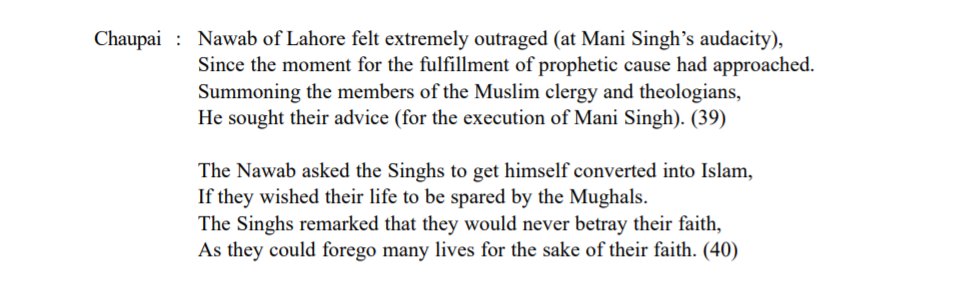 Bhai Mani Singh was taken to Mughal prison of Lahore.The Mughal Nawab asked Mani Singh to convert to Islαm if his life were to be spared. Mani Singh flatly refused this offer.