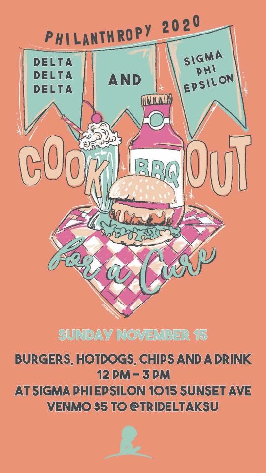 Come to Sig Ep today to support our philanthropy cook out for a cure! All proceeds go to St. Jude
