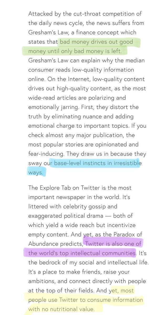 Information abundance, like all markets of abundance, are bad for the average person but great for a small number of people.

My favorite metaphor is health, where obesity rates and the number of people in incredible shape are *both* rising.

I call this the Paradox of Abundance.