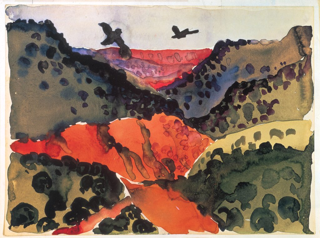 Her bold approach to colour & daring abstraction were revolutionary for the time. Morning Sky (1916), Landscape (1916-8) & Red & Green II (1916)