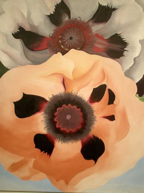 ‘Experts’ criticised her pursuit of repeated subjects - however that is to be blind to her main concerns: shape, colour & emotion. Cebolla Church (1945), Pelvis II (1944), In the Patio IV (1948), Brooklyn Bridge (1949) & Poppies (1950)