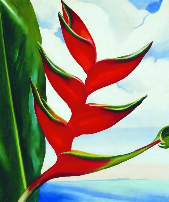 Her pineapple commission meant she visited Hawaii in 1939 which resulted in some 20 canvases she painted later in NY. Crab Claw (1939), Pineapple Bud (1939), Black Lava Bridge (1939) & Fishhook from Hawaii (1939). Fishhook is a tour-de-force!