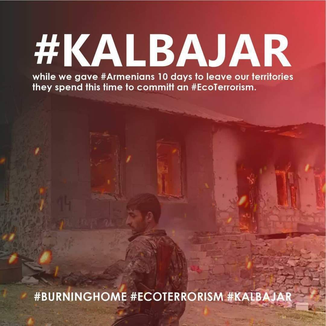 Illegal #Armenian settlers in the Kalbajar region in #Karabakh burnt down homes and forestland as they left the area on Friday following the end of the war of liberation conducted by #Azerbaijani forces. #kalbajar #ClimateChange #EcoTerrorism