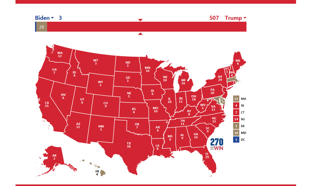 27) This is the likely MAP of the election results, without the RIGGING:TRUMP 507Biden     3