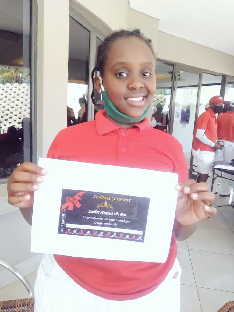 MumGolf's tweet photo. Nearest to the Pin ⛳ winner on hole#17 @ Phakalane Golf Estate Hotel Resort @KagoroKeisha 👏👏🤸 @dostatariq @bluetreegolf @ThornhillBW252 @golf4kidskenya #ZimBotsGolfChallenge #golfprincess #closest2thepin https://t.co/K0hiAl9Te7