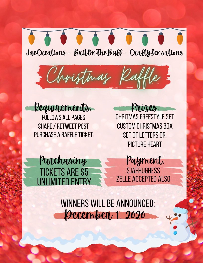 Don’t forget to enter our 
Christmas Raffle❤️🎄💚
Your entry gives you a chance at winning: ✨

🎁:Christmas Freestyle Set by: @comeonbrit 
🎁: Christmas Custom Box by: <a href="/jaecreations/">JaeCreations🌷</a> / <a href="/jaehughess/">jae💰</a> 
🎁: Pictured heart or set of letters by:
<a href="/CSensations_/">CraftySensations</a> / <a href="/beautykillsx___/">Syd✨</a>