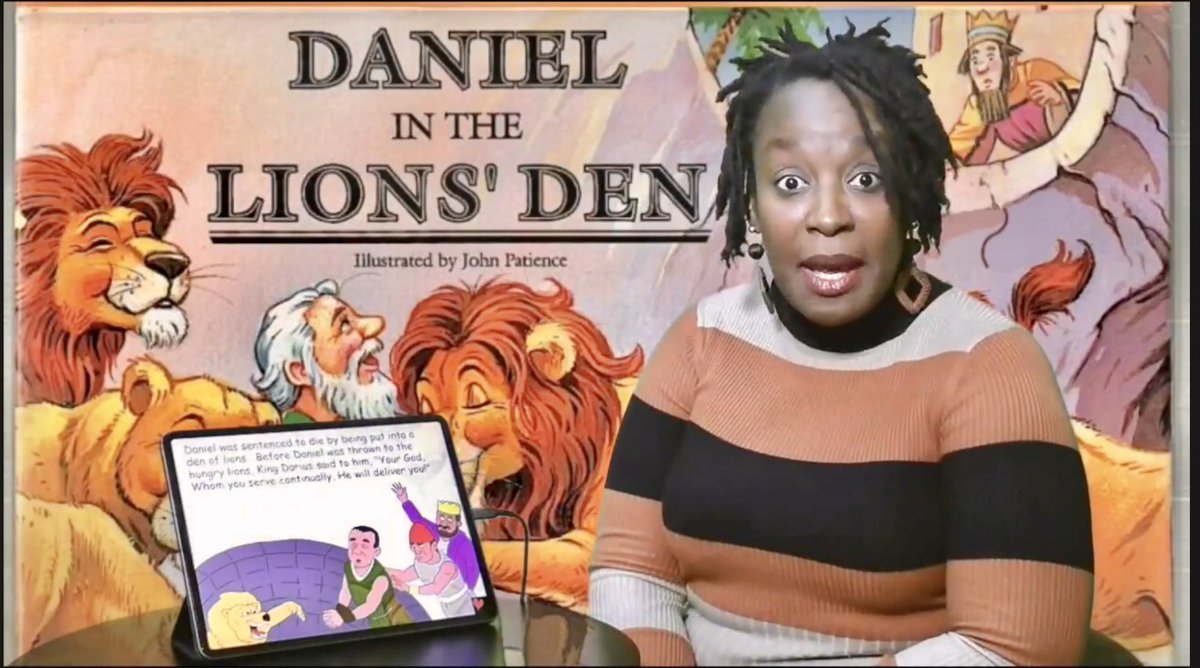 An animated Sis Lisa reading Daniel in the Lions Den during Children’s storytime corner at ACTS