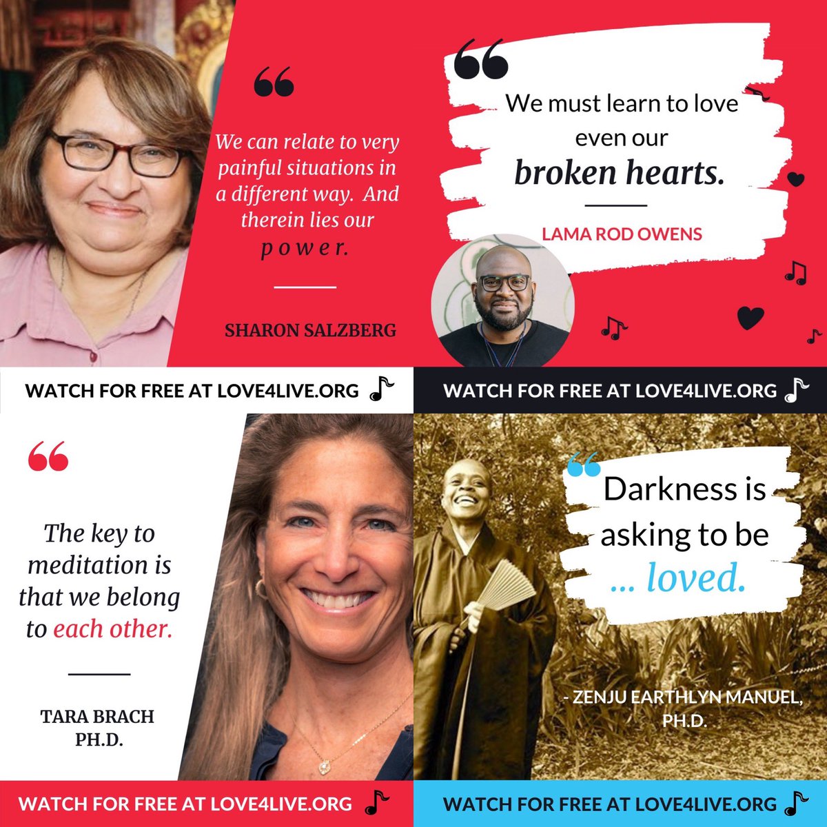 love4liveinfo's tweet photo. Conversations worth binge watching this weekend. Enjoy talks with @SharonSalzberg, @LamaRod1, @TaraBrach, and more, free at https://t.co/NG2XwYDlkp.
#mentalhealth
#meditation
#love
#mindfulness
#selflove
#musicindustry
#musicbusiness
#jasongarner
#crewnation
#saveourstages https://t.co/t3GGvo7uJ9