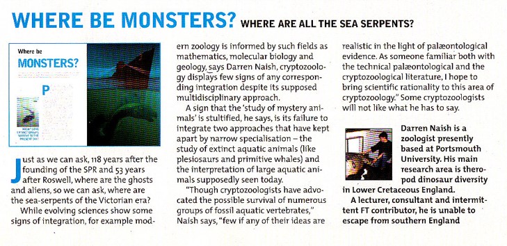 Anyway, I never published a paper dedicated to  #Cadborosaurus, but I did publish a take on events in my 2000 sea monster article in  @forteantimes...