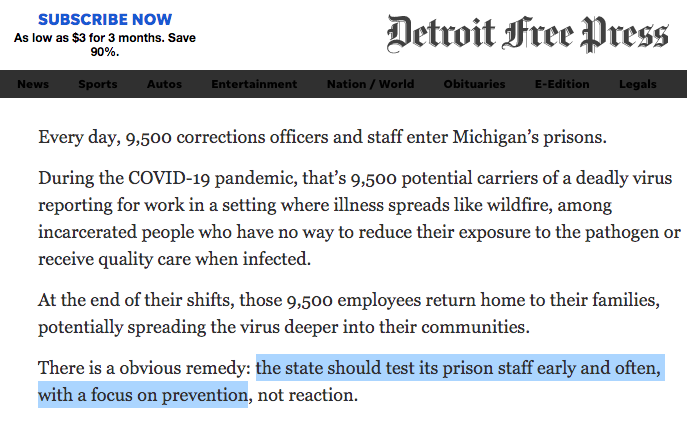 People's brains shut off when it comes to prisons/jails. As the pandemic spirals, folks call for BS like *testing COs* as if that will make cages—which are death-making in the best of times—somehow safe. No.The answer is release+house people. Here's a thread of ways to do that.