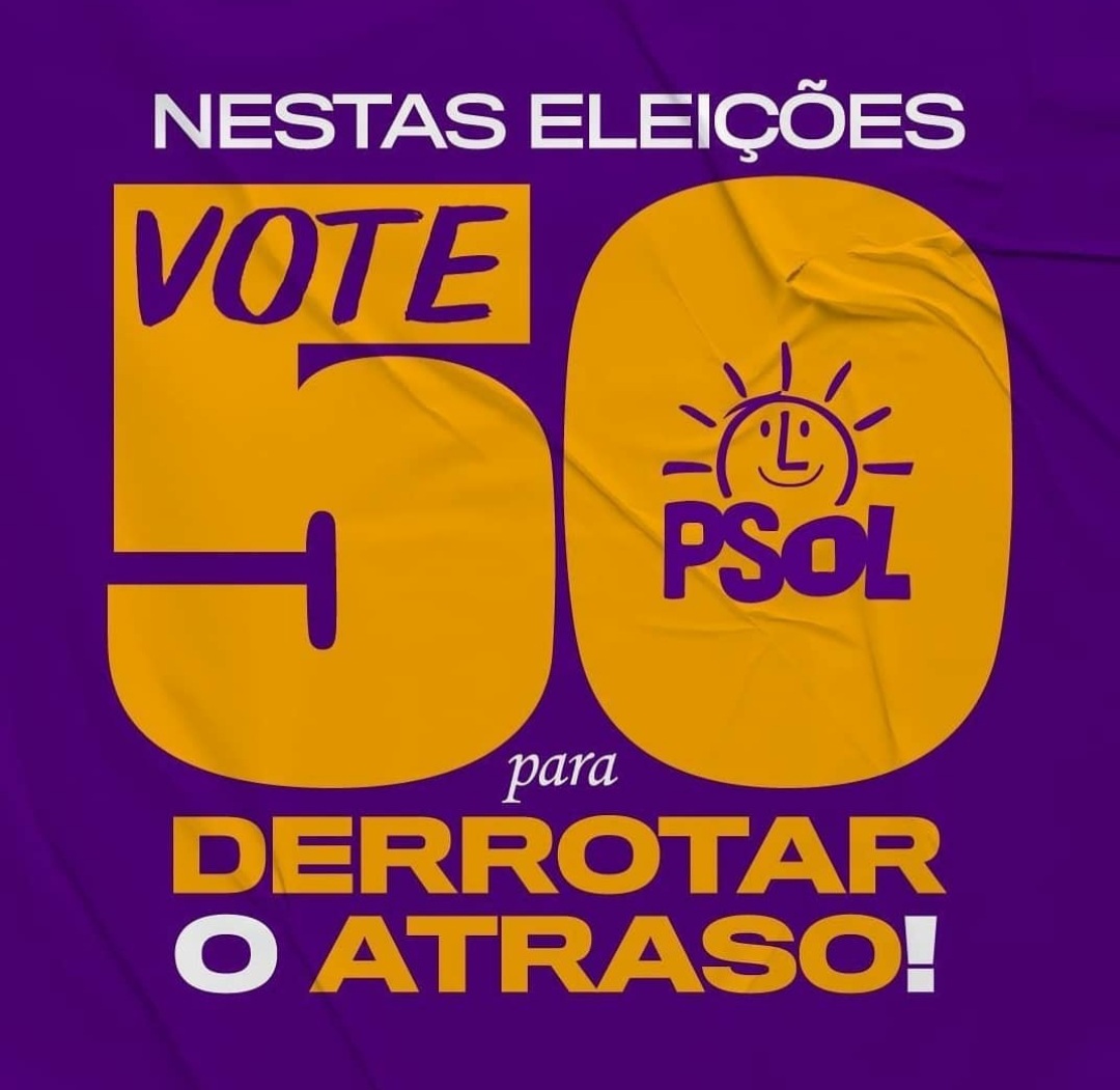 paulolemosap's tweet photo. Passando aqui para desejar boa sorte para os companheiros do @psol50 #meuvototempoder #Vote50 
Em SP: @GuilhermeBoulos @luizaerundina 
Em Belém: @EdmilsonPSOL 
No RJ: @renatasouzario 
Em Florianópolis: @Prof_Elson50 https://t.co/jcIpDDL5tw