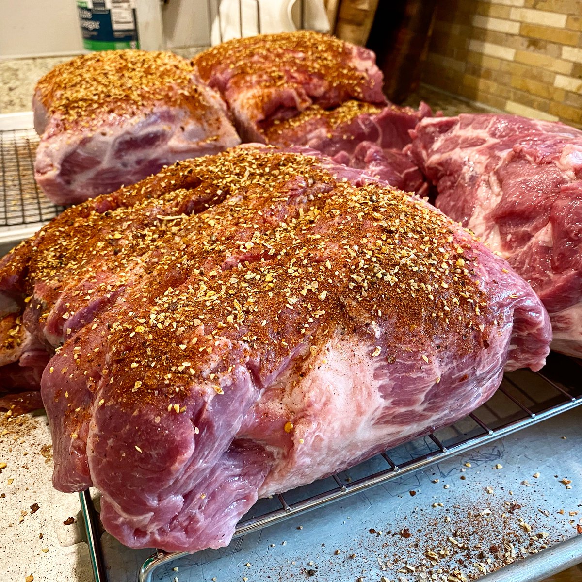ladyleet's tweet photo. 34 lbs of butt going on the @yodersmokers! 🍑 🐷 #meatdevs #deliciousbbq @MeatDevs https://t.co/7Q2HIaT86R