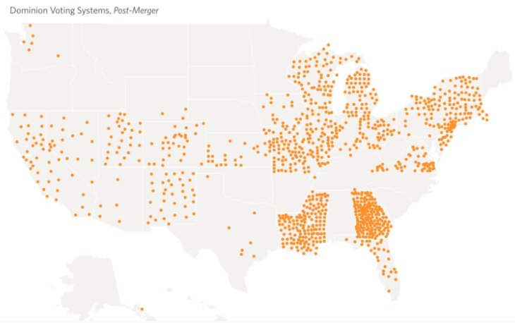  #USElections2020 (5) Les élections américaines puent. Ces machines Dominion se trouvent dans la plupart des États dont la probabilité de défaite de  #Trump approche bizarrement de 100%.
