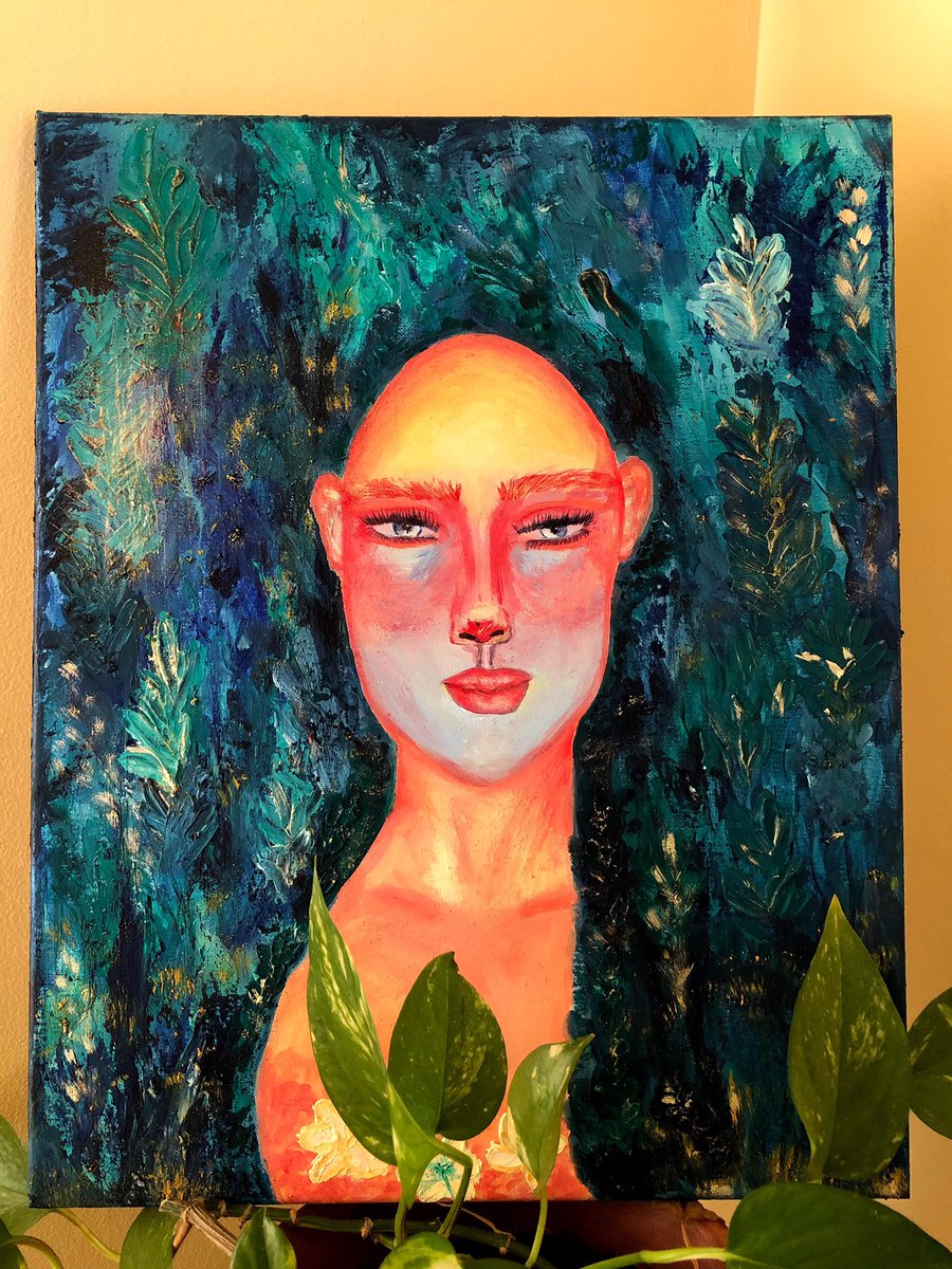 SageFire7's tweet photo. Introducing our first two paintings by Yessenia Mendez! 🌱💙🌍
“Mango Girl” and “Siren” are now up for sale! DM us to purchase ✨💙 https://t.co/J4bfk7Eepm