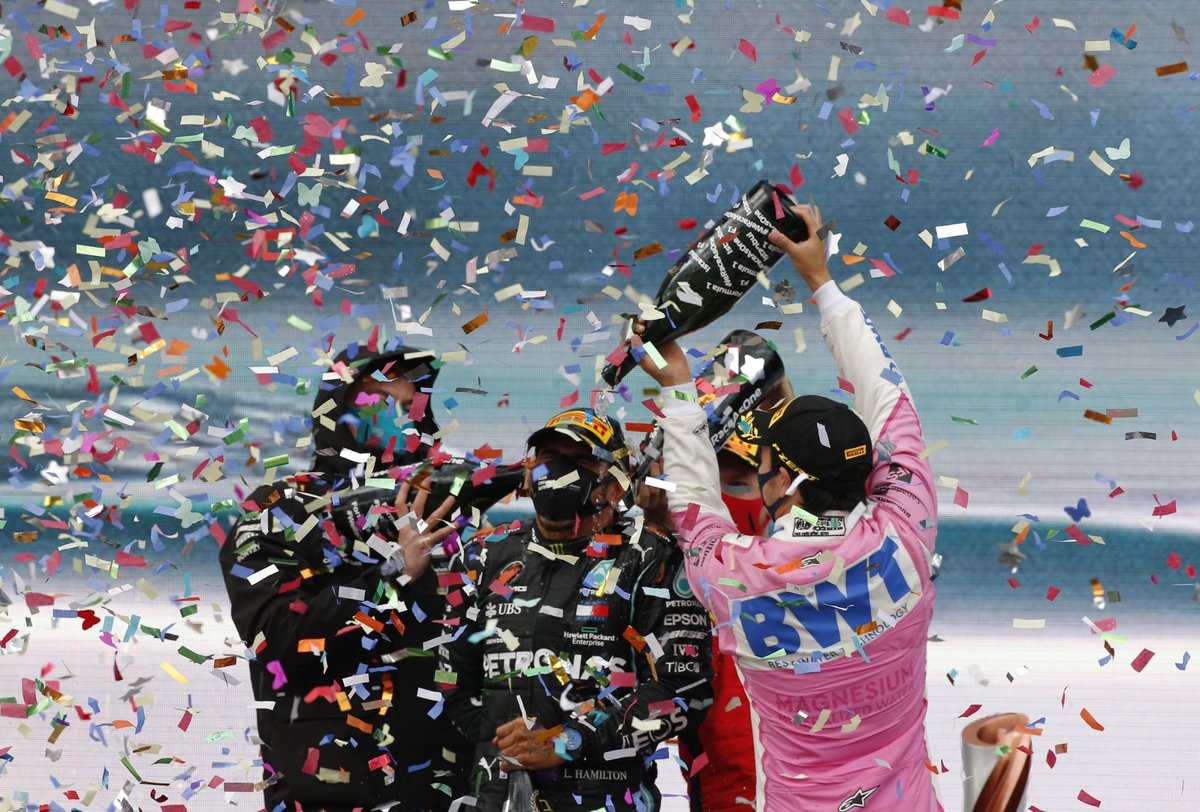 FormulaTurkiye's tweet photo. Toto Wolff: "Podyum töreninde şampanya yerine Sprite'a benzer bir şey verildi!"

#F1 #Formula1 | #TurkishGP 🇹🇷 https://t.co/Gi3GKlWQ7u