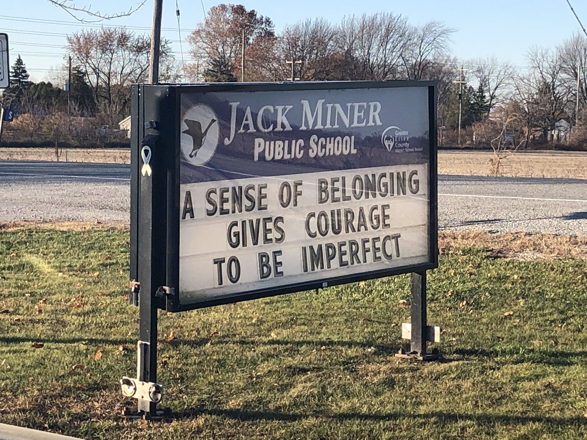 “We All Belong!”  At Jack Miner, our Jags will be participating in Bullying Awareness and Prevention Week, November 16-20!  To start off the week, what does this quote mean to you? 💙🐾💛🐾💙