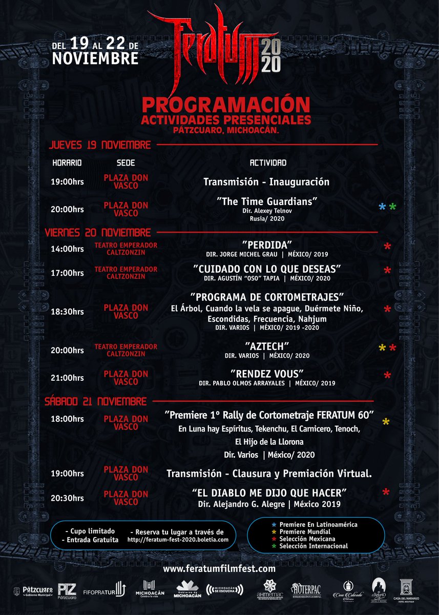 FERATUMFEST's tweet photo. @FERATUMFEST  llega por primera vez a Pátzcuaro, Michoacán. Disfruta de la programación de la 9a edición del festival.

Sedes: Plaza Don Vasco y Teatro Emperador Caltzontzin

@Michoacan @GobPatzcuaro @ahmemac https://t.co/5GemNWhhfO