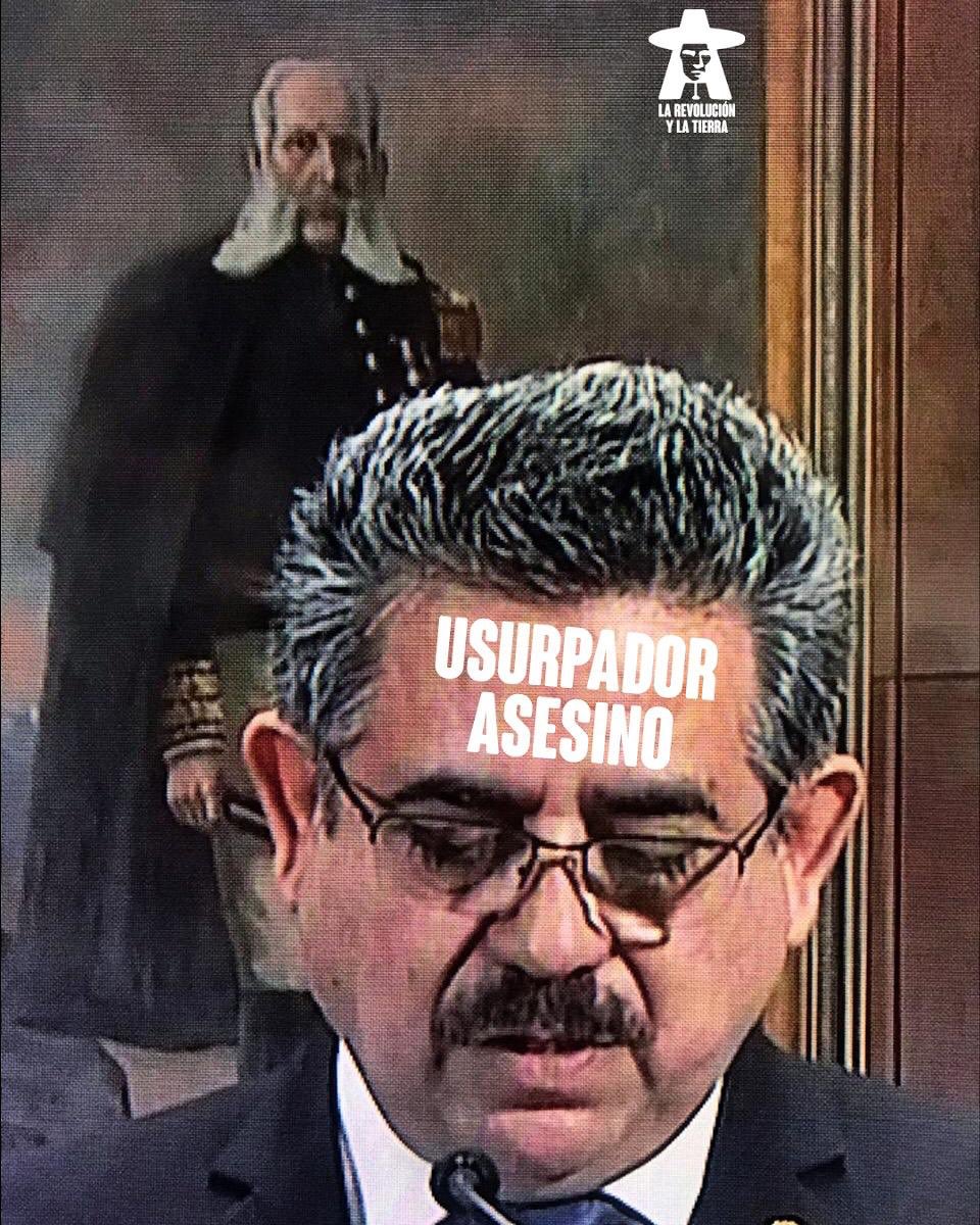 revolucytierra's tweet photo. RENUNCIÓ EL ASESINO (con el descaro de tener detrás a Andrés Avelino Cáceres). Pero hay héroes (como los jóvenes asesinados) y hay cobardes, como @MerinoDeLama. Ahora que el usurpador golpista responda por sus crímenes y que su gabinete se largue lo más pronto posible. https://t.co/qYHx7MhC7i