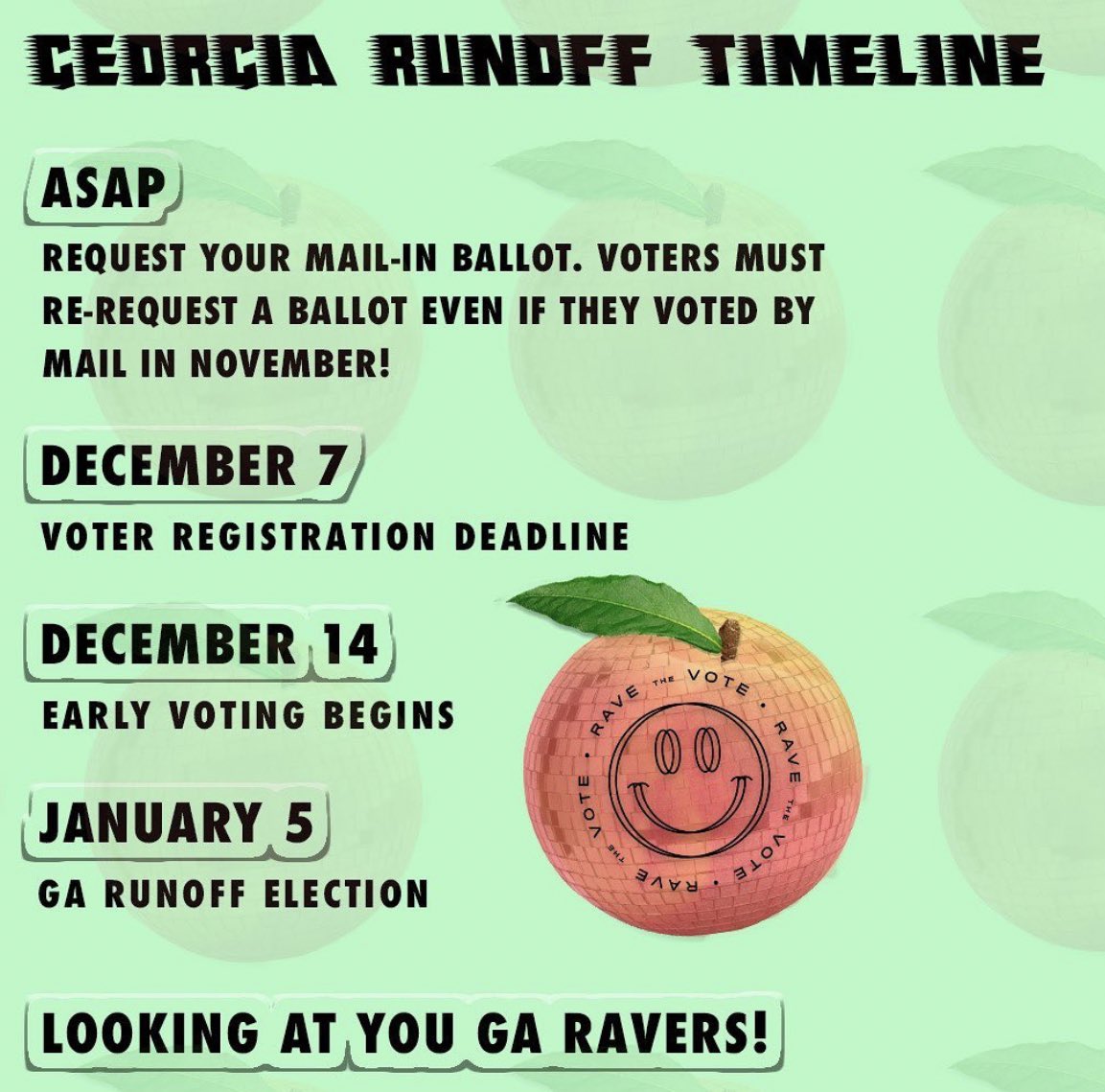 #FYI #Georgia 🍑 #RunOff  <a href="/ravethevote/">Rave The Vote</a>