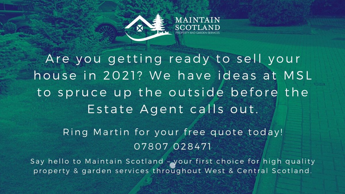 MaintainScot's tweet photo. Let's get that kerb appeal sorted if you are selling your house in the New Year. A fresh attractive exterior could add 10% value!

Please ring Martin on 
07807 028471 :-)

#kerbappeal #Glasgow #gardenmaintenance #maintenance #gettingreadyfor2021 

Online: https://t.co/Sd0BVOEsyi https://t.co/K4EmfWTIXe