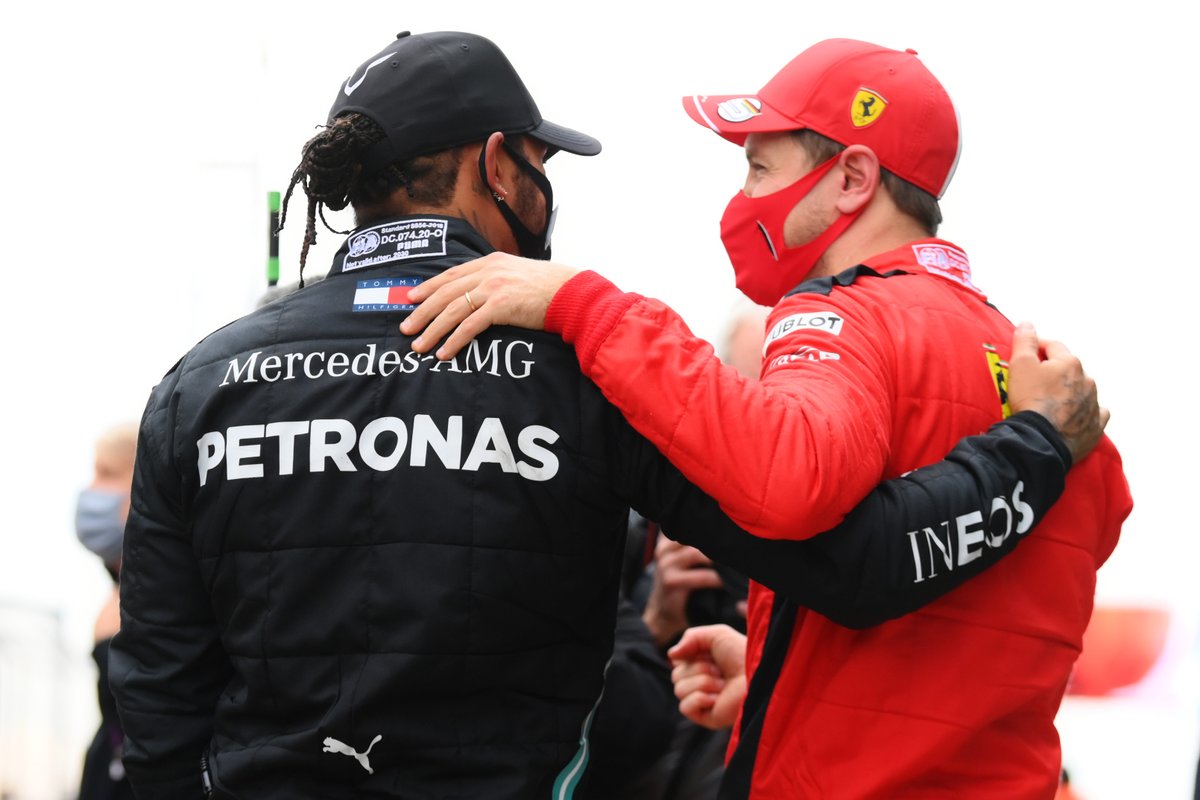 F1's tweet photo. Lewis Hamilton and Sebastian Vettel have stood on the podium together 56 times - more than any other pairing in #F1 history

Perhaps this was the most special... https://t.co/HGkAUJt6Mt