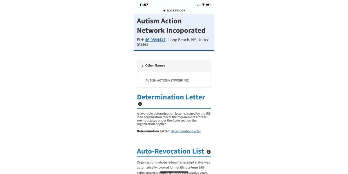 ECandella's tweet photo. @AutismActionNet 501(c)3 REVOKED....Same as scammer #KevinBarry #FirstFreedoms @thereal_truther @ProVaxx2 @Death_is_final @delbigtree @AgeofAutism https://t.co/fFIxTAQ9oq