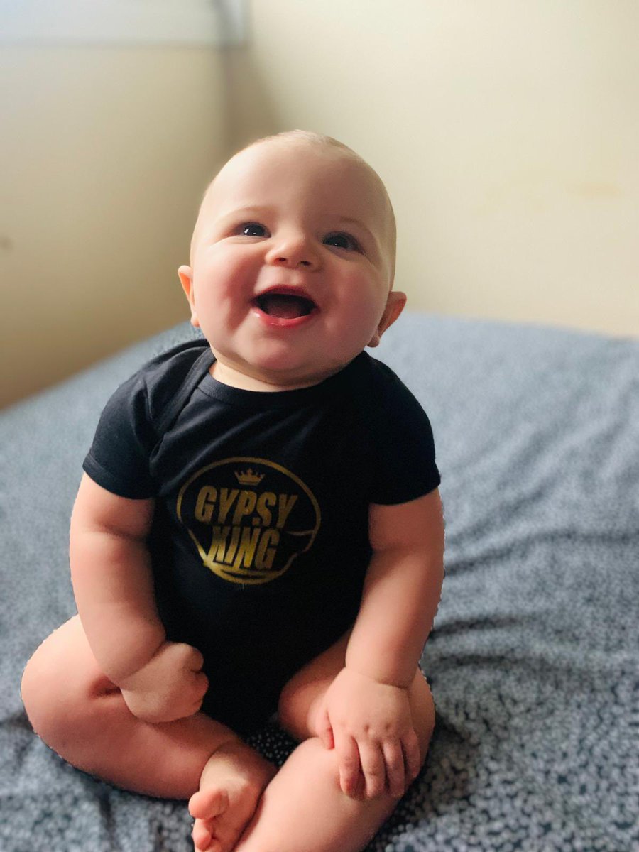 tombrough8's tweet photo. @Tyson_Fury Cassian in his @Tyson_Fury merchandise #gypsyking #champ https://t.co/YauvEr1eIs