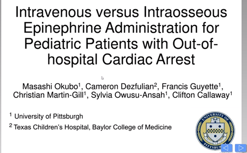 USresus4life's tweet photo. Another excellent Best of the Best Oral Abstract- by @MasashiOkubo.
⬇️ pre-hospital #ROSC with IO.
Makes you wonder about optimal IO location! #needRCT comparing IO sites!
@Dezfulian_CCM @CliftonCallaway @Ilcor_org @PedCritCareMed
#ReSS2020
@FTeranMD @DrUzendu @AVermeulen18 https://t.co/ijowbpFIh3