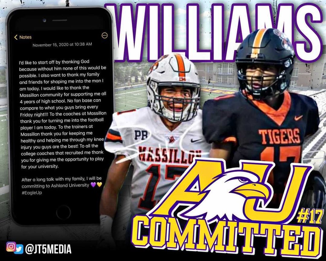 DWilliams1327's tweet photo. 100% COMMITTED to Ashland University! 💛💜🤞🏽@CoachNMoore @coach_geiser @Coach_Orsini https://t.co/WwYtGff9uO