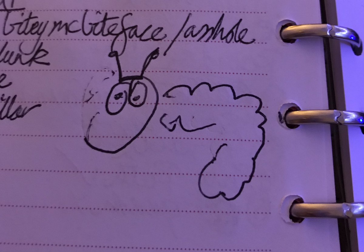 Melonpatch3's tweet photo. Quite pleased with my drawing with my eyes closed last night. Not so proud of my wise crack name for a mosquito.🤦♀️#lopezquiz #whatachild #ifyoudontknowguess https://t.co/ChogusDi0e