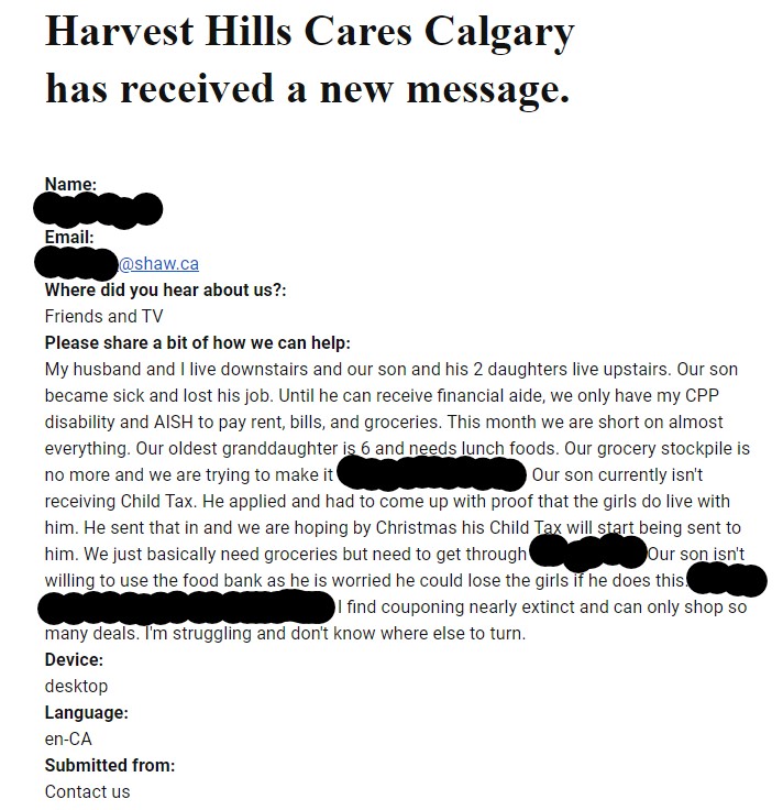 Family Two:** #Dad is scared to ask for  #Help because he fears it will work against him in  #Court & he is scared he might lose his girls he has full custody of if he has to ask for help from the  #food bank &  #ABWorks**