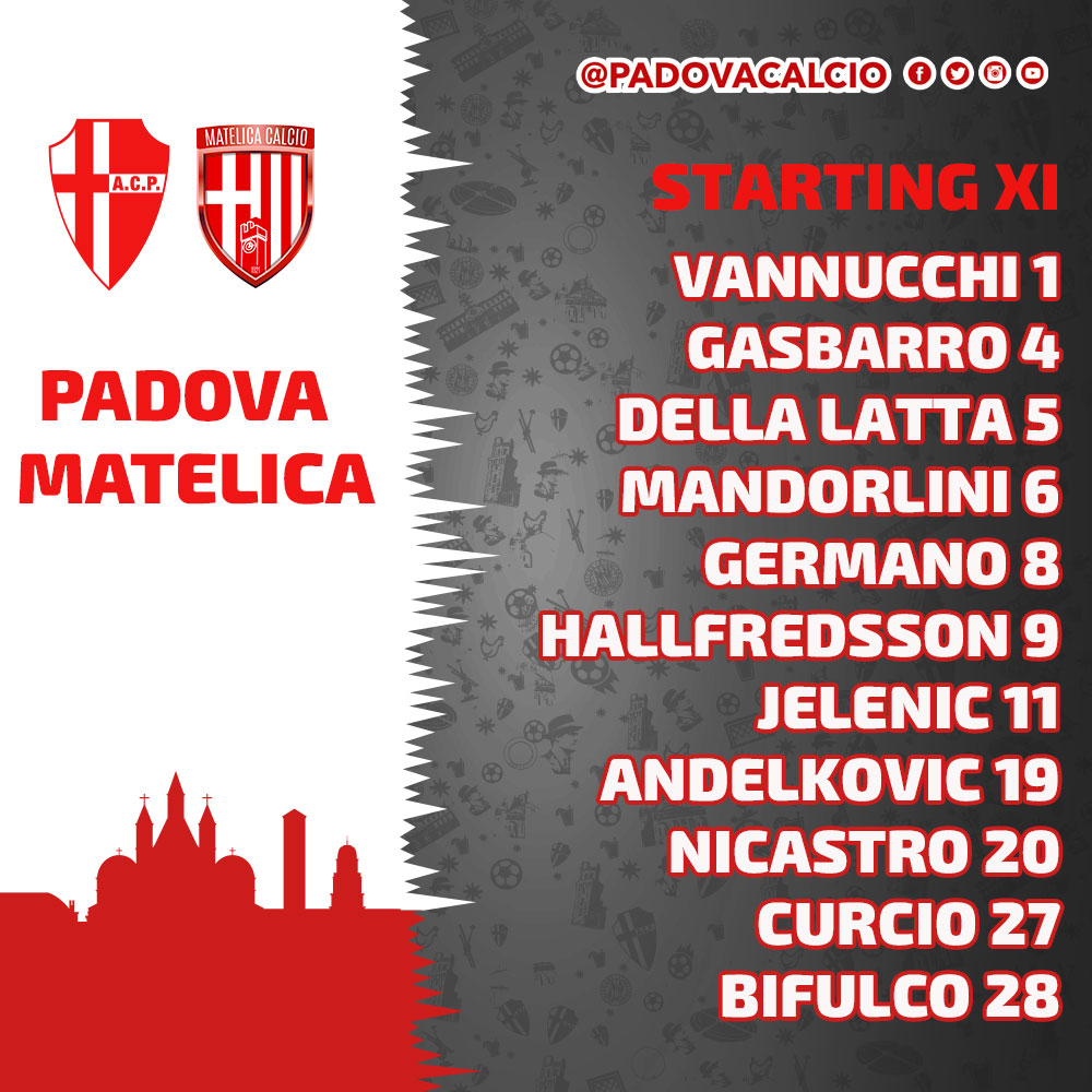 PadovaCalcio's tweet photo. #PadMat: https://t.co/zYziJOaoQj
#Padova: Vannucchi, Gasbarro, Della Latta, Mandorlini, Germano, Hallfredsson, Jelenic, Andelkovic, Nicastro, Curcio, Bifulco. In Panchina: Burigana, Valentini, Santini, Biancon, Vasic, Kresic, Fazzi, Soleri, Pelagatti, Buglio, Beretta https://t.co/8US2KrtBNB