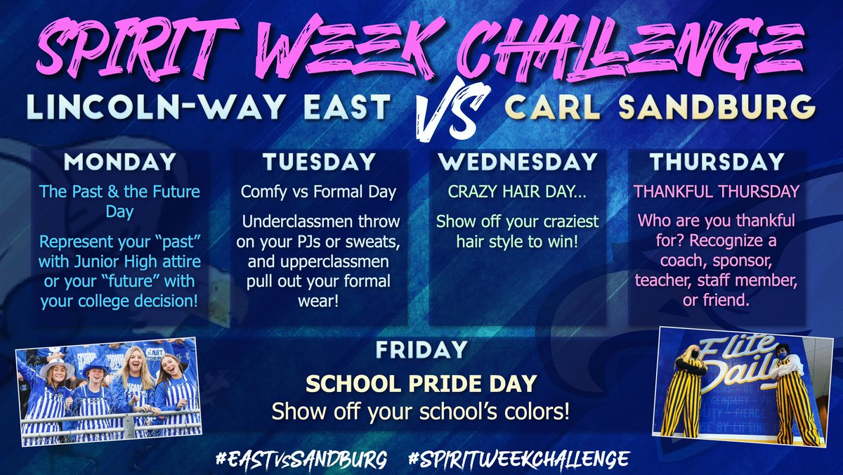 SandburgHS's tweet image. It all starts tomorrow! The  @LWEGriffins vs @SandburgHS Spirit Week Challenge!!! #EastvsSandburg #SpiritWeekChallenge
