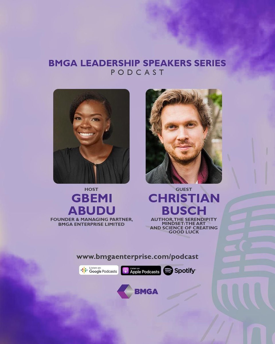 bmgaenterprise's tweet photo. This past week, we released E2 & 3 of the #BMGALSS podcast. In the episodes, @GbemiAbudu had insightful discussions with @ChrisSerendip , author of the Serendipity Mindset and Masai Ujiri, President of the Toronto Raptors.
#BMGA ##ChristianBusch #MasaiUjiri #GbemiAbudu #4IR https://t.co/8Vjo3iu7CW