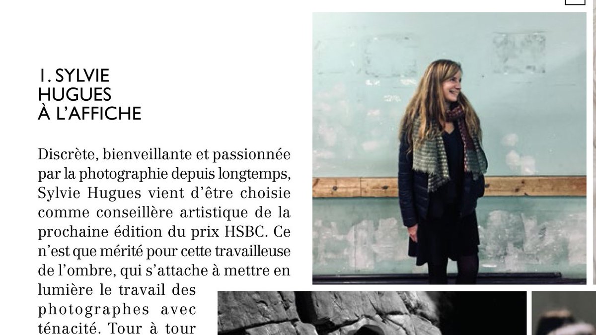 SylvieHphoto's tweet photo. Dans le prochain #fisheyelemag à l'occasion de ma nomination comme conseillère artistique du #prixhsbc. Merci à #erickarsenty pour le texte et #sophiezenon pour la photo. Et n'oubliez pas, la plateforme pour déposer vos dossiers photo ouvre le 1er décembre. Bonne chance ! https://t.co/ayVTW0lROX