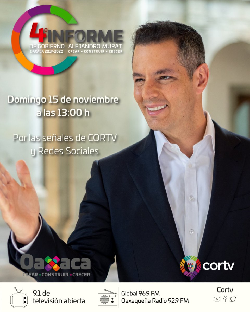 Yola_MartinezL's tweet photo. Les invito a seguir el #4toInformeOaxaca que brindará nuestro Gdor. @alejandromurat a las y los oaxaqueños.

📆 Domingo 15 de noviembre.
⏰ 13:00 horas
🖥 📻 💻 Señales de @cortv y redes sociales. https://t.co/Y7o12dN8db