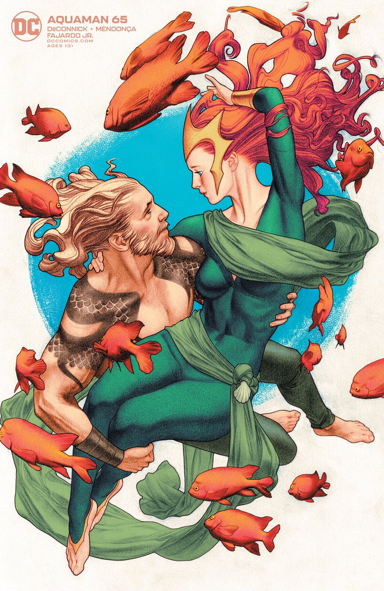 AquamanUniverse's tweet photo. This Week: AQUAMAN #65! 
Kelly Sue DeConnick has said it before but judging by what we're seeing on ad-supported sites, it bears repeating: This wedding is no fake-out, publicity stunt or gimmick. Aquaman &amp; Mera are the real deal.
Enjoy this long-time-in-coming event Tuesday. 🔱 https://t.co/YX78VB6mJe