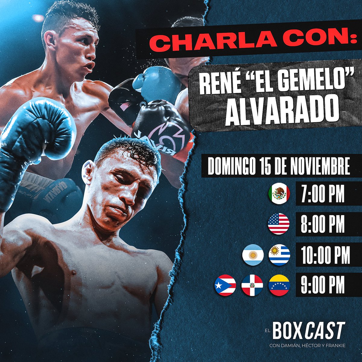 ElBoxcast's tweet photo. Esta noche en VIVO, tendremos una “charla” con el actual campeón AMB de las 130 libras, René “El Gemelo” Alvarado. También hablaremos de Terence Crawford vs. Kell Brook y el polémico final en la revancha de Franco vs. Moloney. #elboxcast🎙🥊 🎧 https://t.co/UYj23a2Tkx
