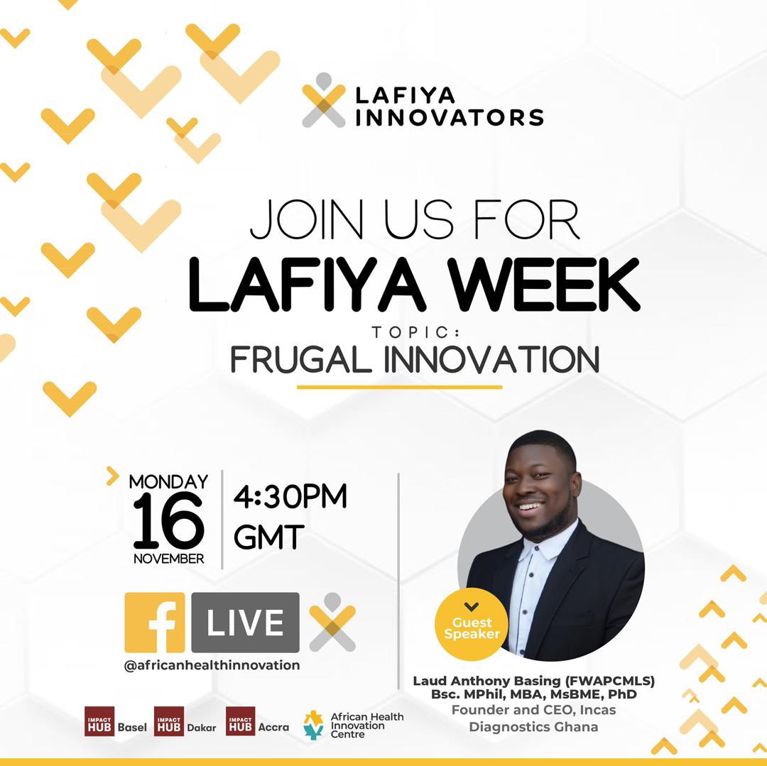 AfricanHealthIC's tweet image. Ready to build a business, but don’t yet have the funds? Join this conversation with Laud Anthony Basing of @IncasDiagnostic on behalf out our #LafiyaInnovators project and learn more about innovating to reach your MVP. Specialised for health startups, but all are welcome 🙏🏾