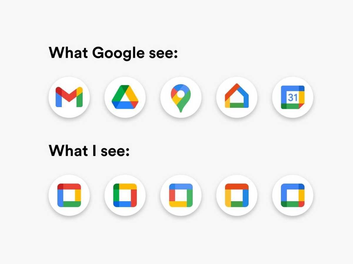 5 / New iconsThere are plenty of memes around new google icons.Even if they look stylish, they might be somewhat confusing, indeed.