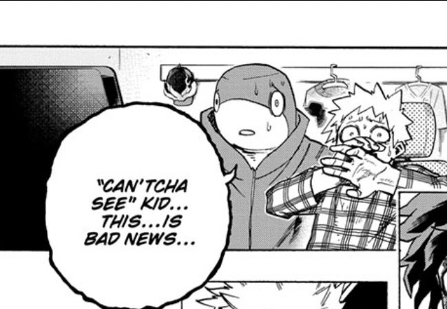 I would NOT want to be called this nickname lmfao.This kid being a secondary focus this chapter helps hammer home this is the end of Endeavor’s hero career. He became emblematic of the man’s rise, so of course he’s there to see his downfall.