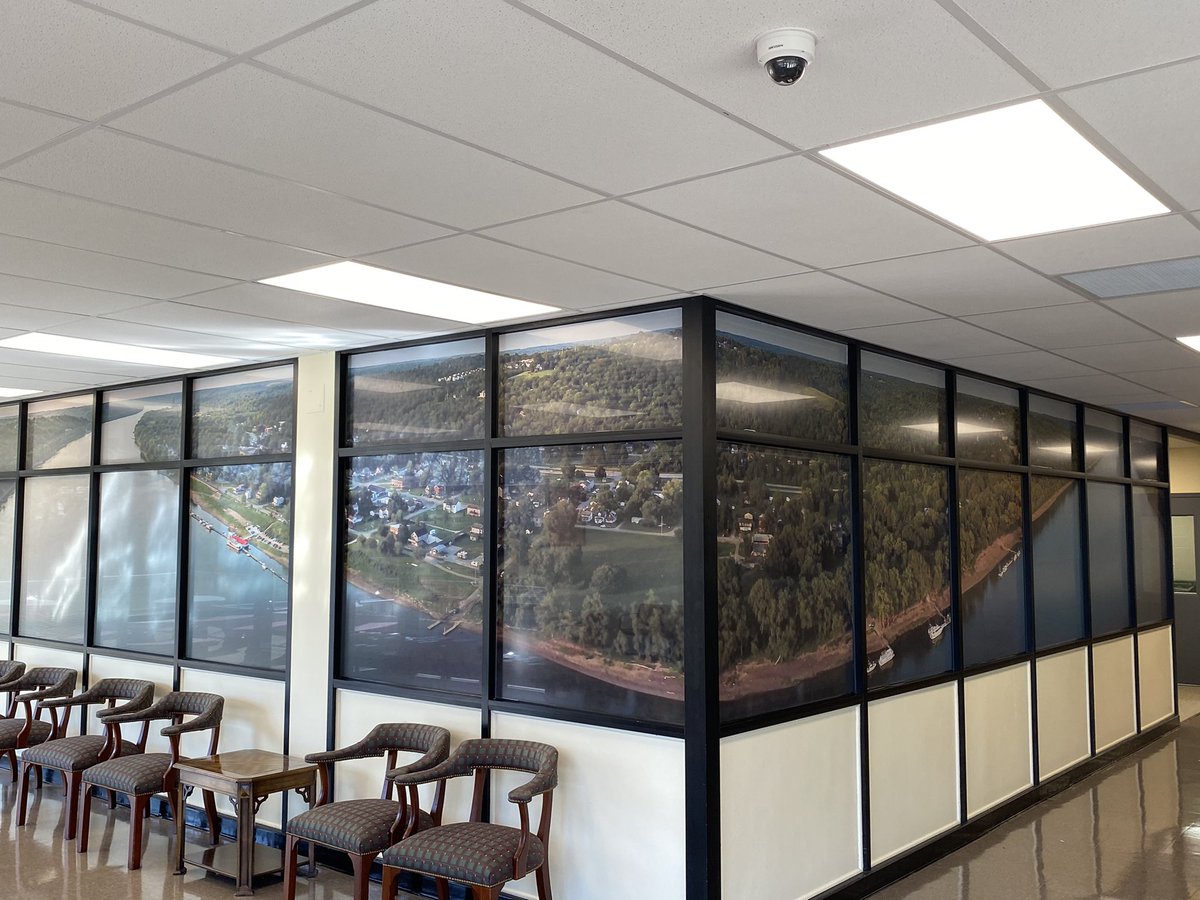 ChiefCorbitt's tweet photo. You to can make a hallway come to life as we turned a drone photo shoot into life size murals in the New Richmond Exempted Village Schools Central Office. #newrichmondlions #corbittgraphics #perforated-vinyl
#windowmurals #graphics https://t.co/ziLxdBTBXo
