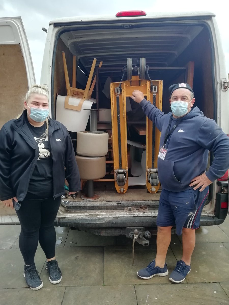 VeteransCic's tweet photo. VCF Halton CIC today with Walkden KFC donating unwanted furnicture to be upcycled in Halton, thanks to Bethany Karl https://t.co/aw2Ke4EtxG