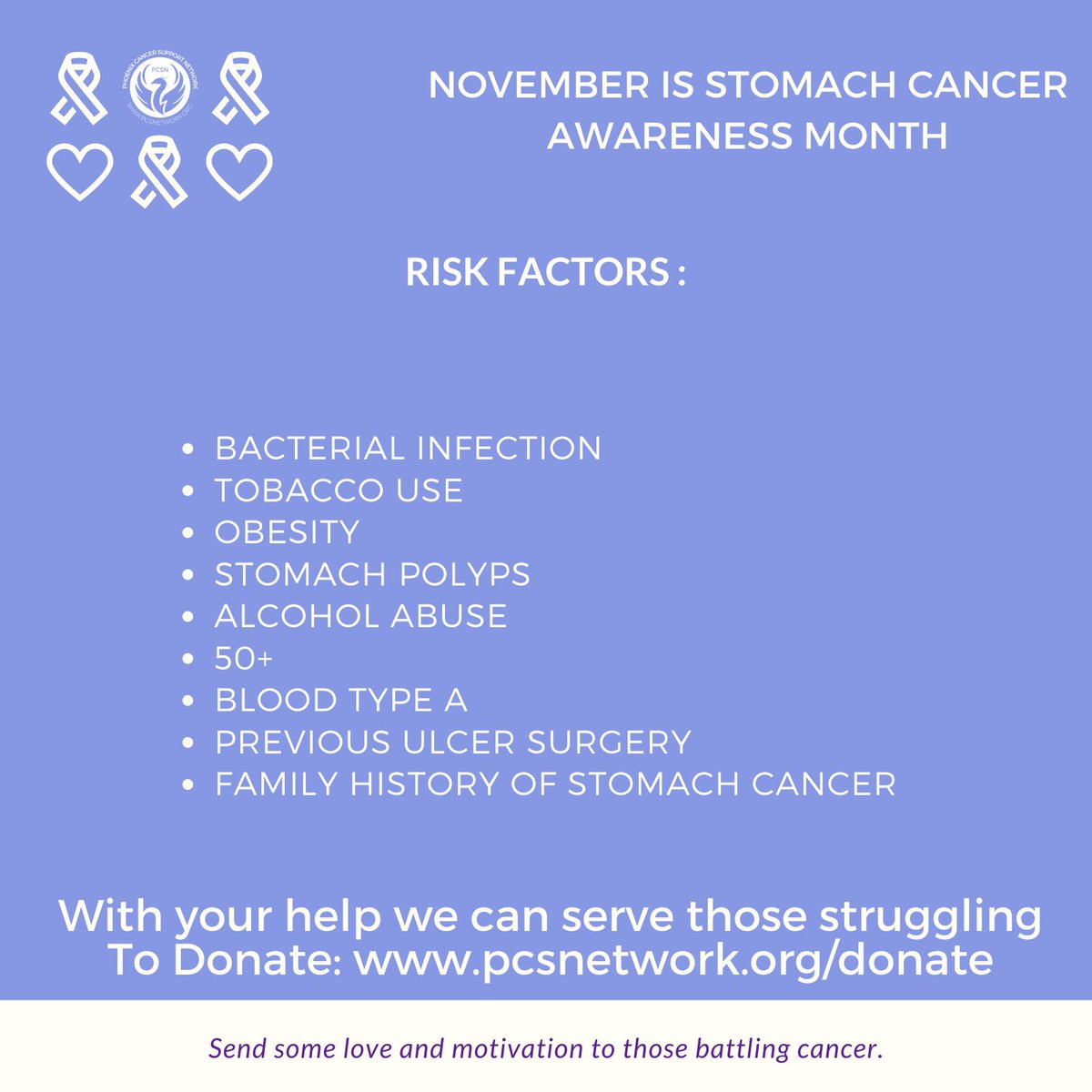 PCSN2016's tweet photo. Stomach Cancer Awareness Month.
-
#livingwithcancer #cancerdiagnosis #cancersupport #cancersucks #nonprofits #standuptocancer #oncology #pcsn #charity #cancer #cancerawareness #repost #donate #nonprofit #cancertreatment #cancerpatient #pcsn #donation #phoenixcancersupportnetwork https://t.co/itUa31P0Id